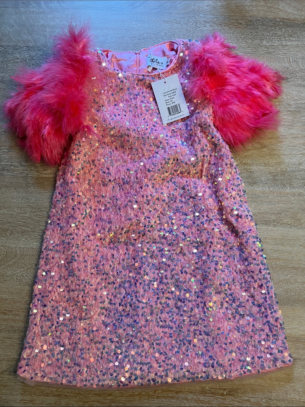 Lola and the boys rise feather party dress nwt